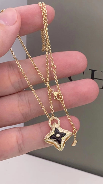 [⭐Lioran]STAR PEDANT PINK GOLD DIAMOND NECKLACE