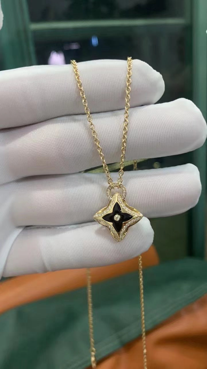 [⭐Lioran]STAR PEDANT PINK GOLD DIAMOND NECKLACE