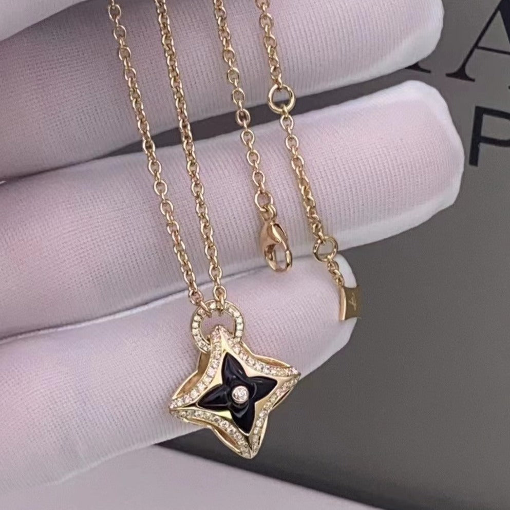 [⭐Lioran]STAR PEDANT PINK GOLD DIAMOND NECKLACE