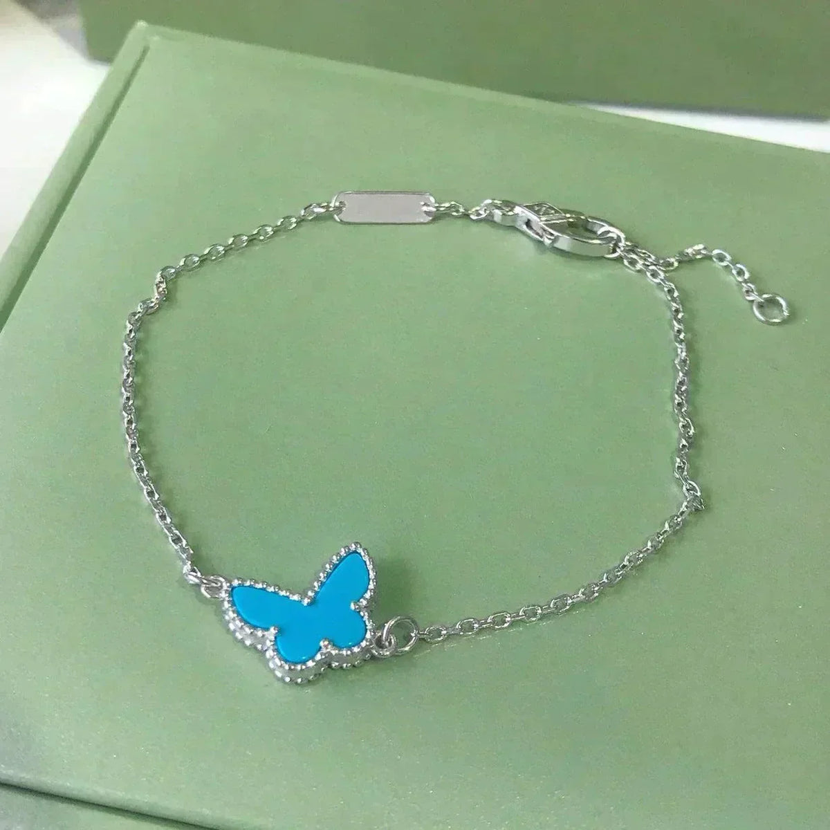 [⭐Lioran]BUTTERFLY TURQUOISE BUTTERFLY BRACELET SILVER