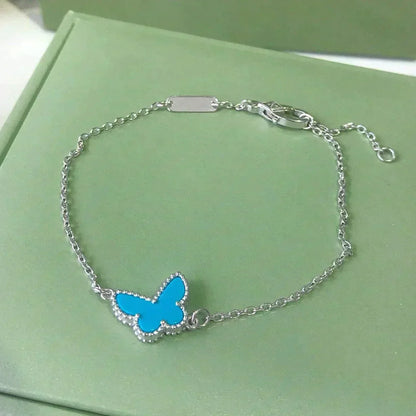 [⭐Lioran]BUTTERFLY TURQUOISE BUTTERFLY BRACELET SILVER