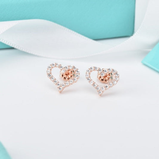 [Lioran]OPEN HEART STUD DIAMOND EARRINGS