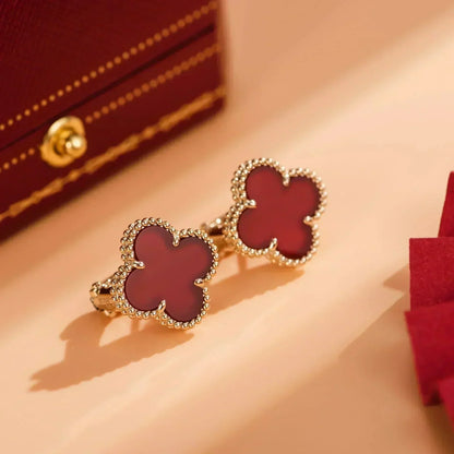 [⭐Lioran]CLOVER MEDIUM 1 MOTIFS CARNELIAN  EARRINGS