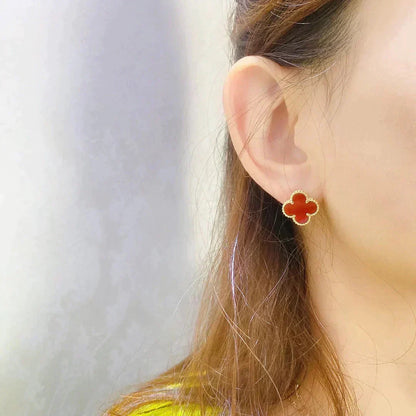 [⭐Lioran]CLOVER MEDIUM 1 MOTIFS CARNELIAN  EARRINGS