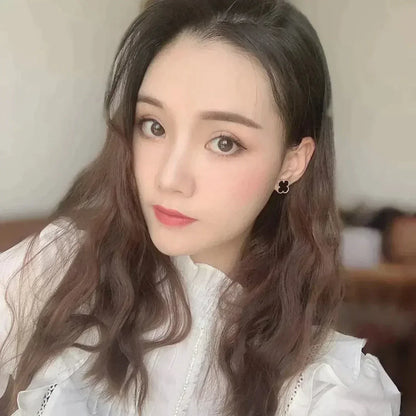 [⭐Lioran]CLOVER MEDIUM 1 MOTIFS  ONYX STUD EARRINGS