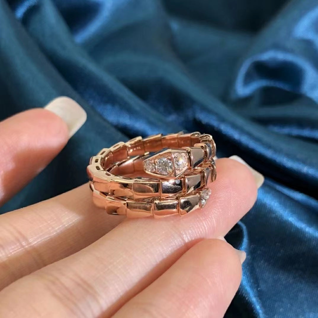[⭐Lioran]SERPENTS DOUBLE ROW DIAMOND RING