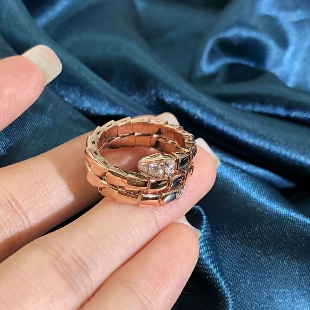 [⭐Lioran]SERPENTS DOUBLE ROW DIAMOND RING