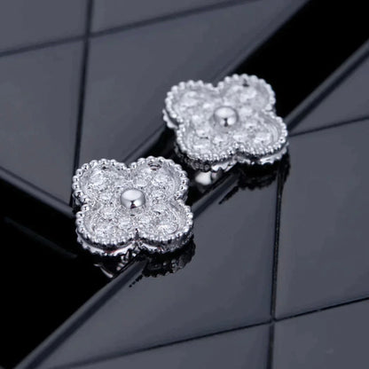 [⭐Lioran]CLOVER 1 MOTIFS DIAMOND STUD EARRINGS SILVER