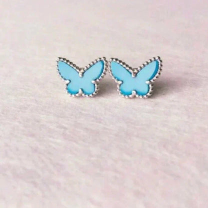 [⭐Lioran]BUTTERFLY TURQUOISE EARRINGS SILVER