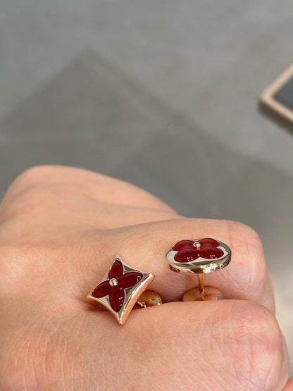 [⭐Lioran]STAR AND SUN PINK GOLD CARNELIAN STUD EARRINGS