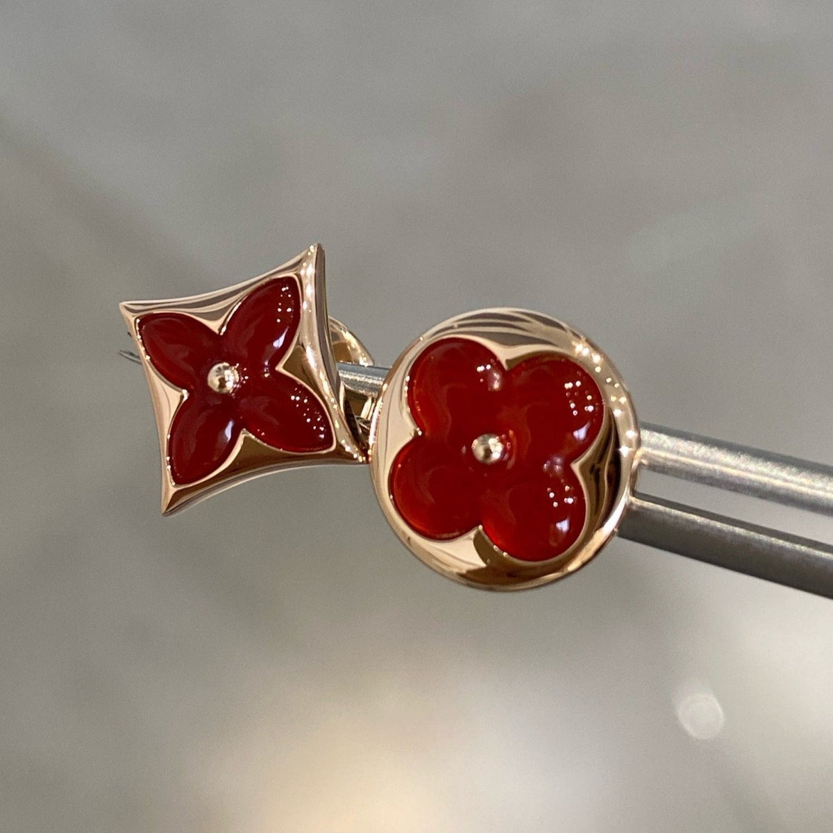 [⭐Lioran]STAR AND SUN PINK GOLD CARNELIAN STUD EARRINGS