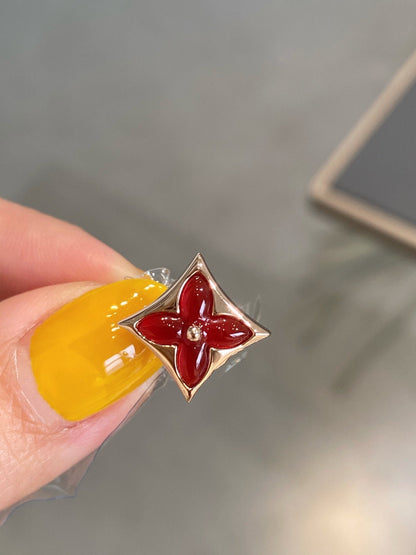 [⭐Lioran]STAR AND SUN PINK GOLD CARNELIAN STUD EARRINGS
