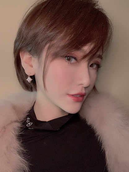 [⭐Lioran]DOUBLE STAR PINK GOLD MOP DROP EARRINGS