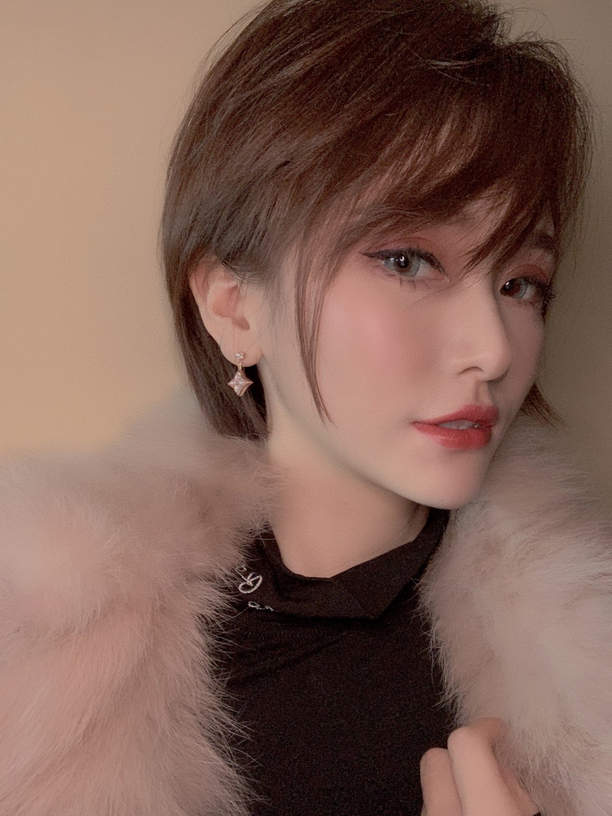 [⭐Lioran]DOUBLE STAR PINK GOLD MOP DROP EARRINGS