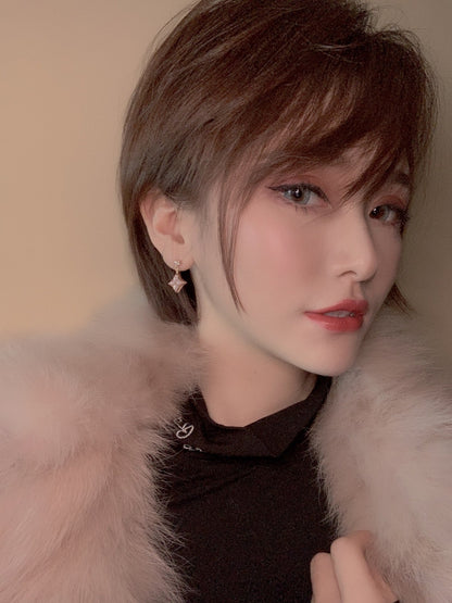 [⭐Lioran]DOUBLE STAR PINK GOLD MOP DROP EARRINGS