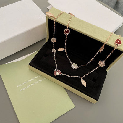 [⭐Lioran]LUCKY SPRING 15 MOTIFS ROSE GOLD NECKLACE