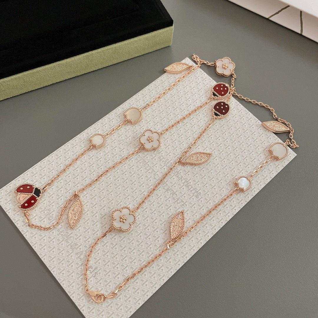 [⭐Lioran]LUCKY SPRING 15 MOTIFS ROSE GOLD NECKLACE