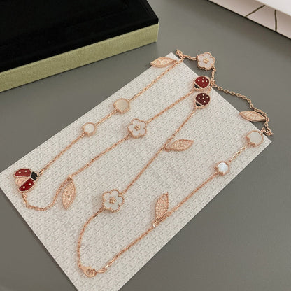 [⭐Lioran]LUCKY SPRING 15 MOTIFS ROSE GOLD NECKLACE