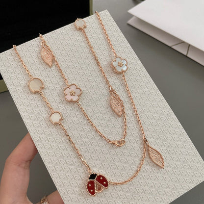 [⭐Lioran]LUCKY SPRING 15 MOTIFS ROSE GOLD NECKLACE