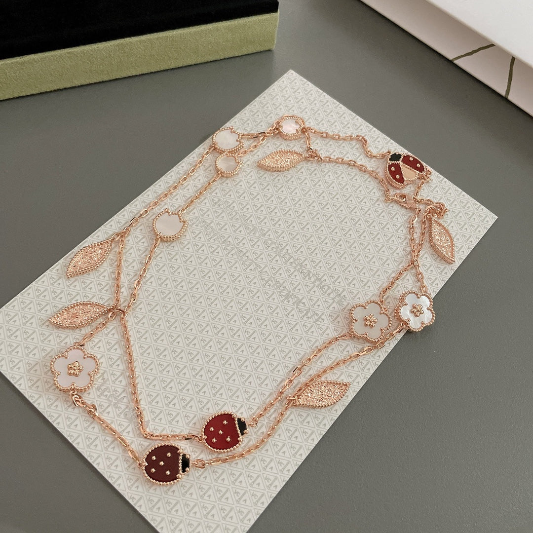 [⭐Lioran]LUCKY SPRING 15 MOTIFS ROSE GOLD NECKLACE