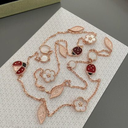 [⭐Lioran]LUCKY SPRING 15 MOTIFS ROSE GOLD NECKLACE