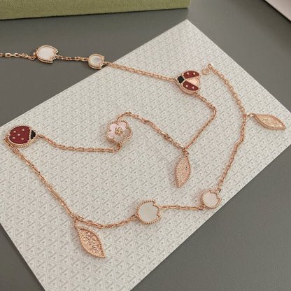 [⭐Lioran]LUCKY SPRING 15 MOTIFS ROSE GOLD NECKLACE