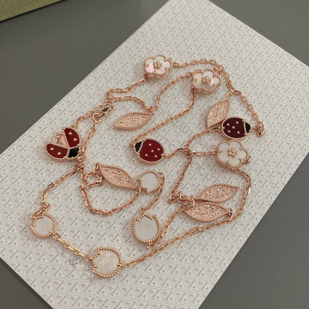 [⭐Lioran]LUCKY SPRING 15 MOTIFS ROSE GOLD NECKLACE