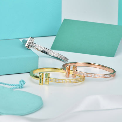 [Lioran]WIDE DIAMONDS HINGED BANGLE