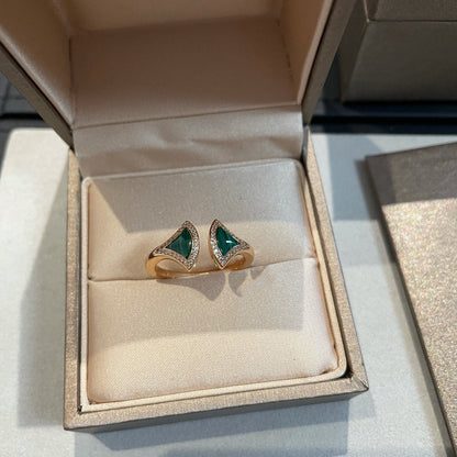 [⭐Lioran]DREAM MALACHITE DIAMOND OPEN RING