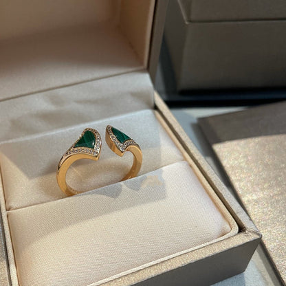[⭐Lioran]DREAM MALACHITE DIAMOND OPEN RING
