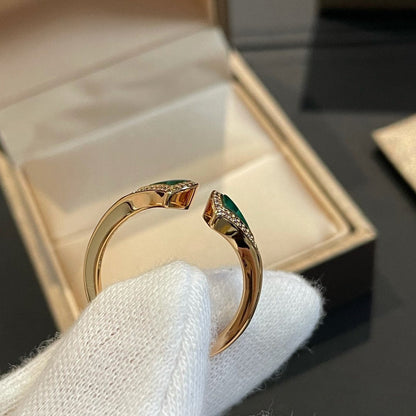 [⭐Lioran]DREAM MALACHITE DIAMOND OPEN RING