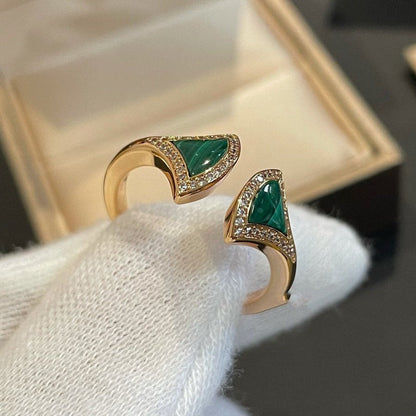 [⭐Lioran]DREAM MALACHITE DIAMOND OPEN RING