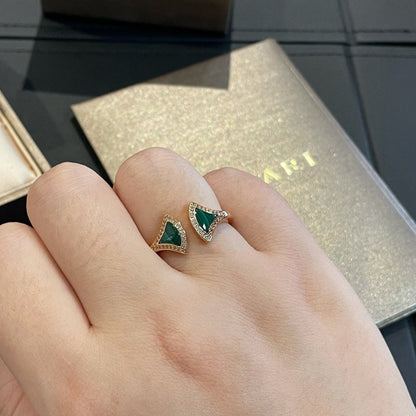 [⭐Lioran]DREAM MALACHITE DIAMOND OPEN RING
