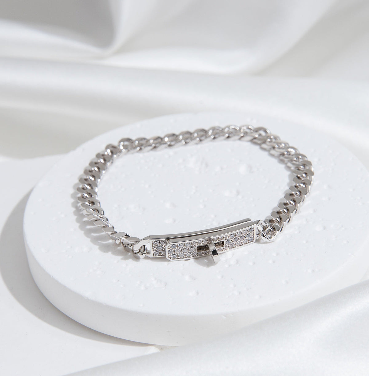 [⭐Lioran]KELLY CHAIN SILVER DIAMOND BRACELET