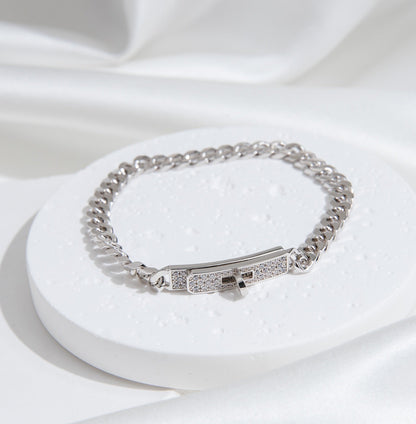 [⭐Lioran]KELLY CHAIN SILVER DIAMOND BRACELET