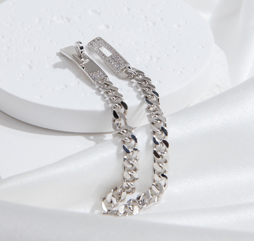 [⭐Lioran]KELLY CHAIN SILVER DIAMOND BRACELET