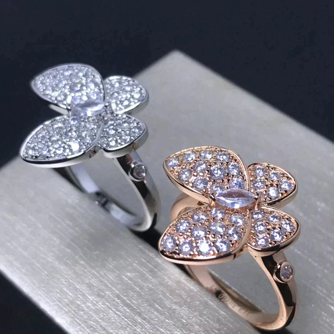 [⭐Lioran]BUTTERFLY PINK GOLD DIAMOND RING