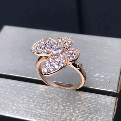 [⭐Lioran]BUTTERFLY PINK GOLD DIAMOND RING