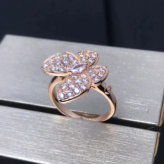 [⭐Lioran]BUTTERFLY PINK GOLD DIAMOND RING