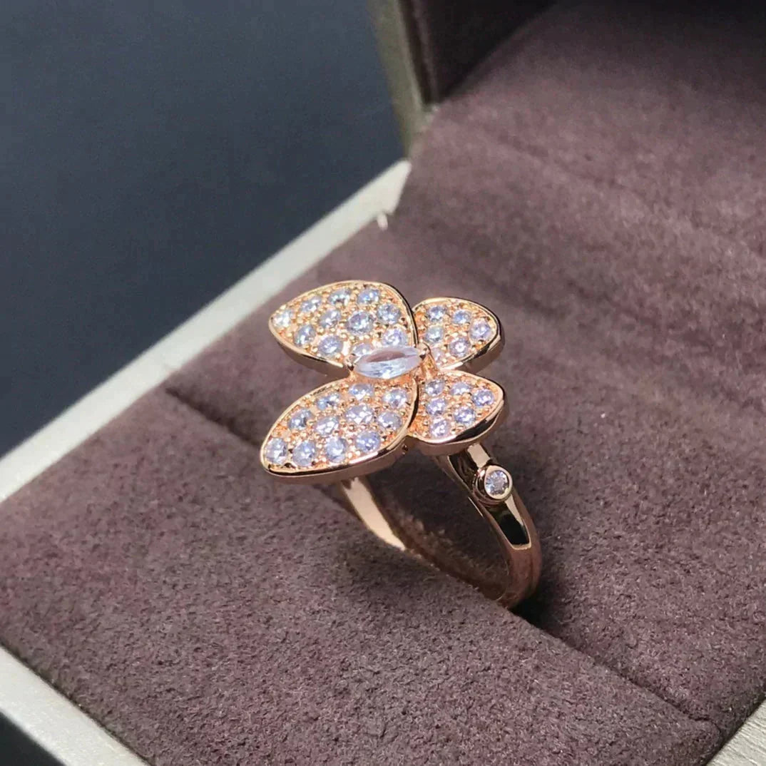[⭐Lioran]BUTTERFLY PINK GOLD DIAMOND RING