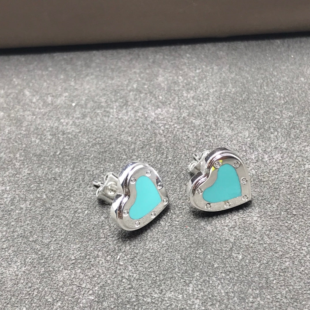 [Lioran]HEART STUD SILVER EARRINGS