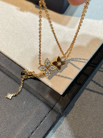 [⭐Lioran]STAR BLOSSOM NECKLACE PINK GOLD DIAMONDS