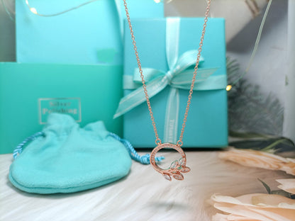 [Lioran]DIAMOND VINE CIRCLE PENDANT PLATINUM NECKLACE
