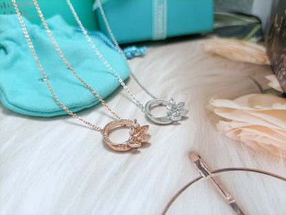 [Lioran]DIAMOND VINE CIRCLE PENDANT PLATINUM NECKLACE