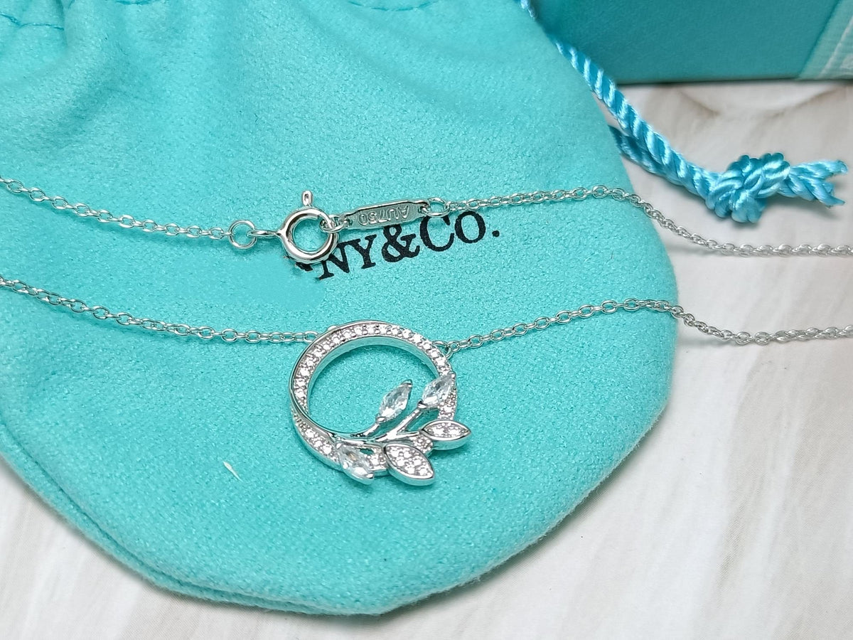 [Lioran]DIAMOND VINE CIRCLE PENDANT PLATINUM NECKLACE