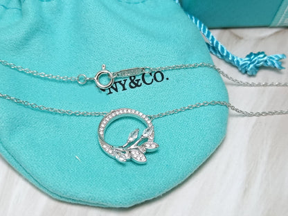 [Lioran]DIAMOND VINE CIRCLE PENDANT PLATINUM NECKLACE