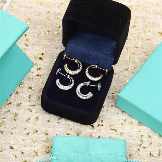 [Lioran]HOOP EARRINGS IN ROSE GOLD WITH DIAMONDS