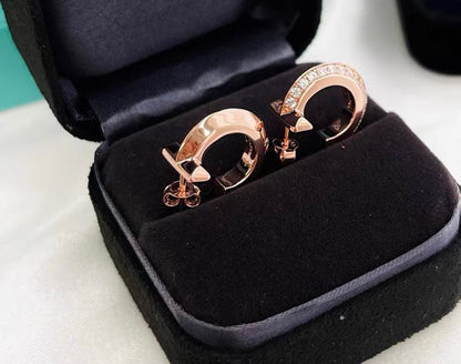 [Lioran]HOOP EARRINGS IN ROSE GOLD WITH DIAMONDS