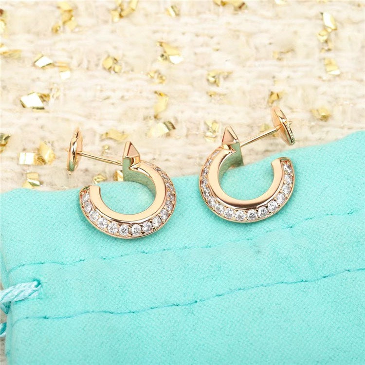 [Lioran]HOOP EARRINGS IN ROSE GOLD WITH DIAMONDS