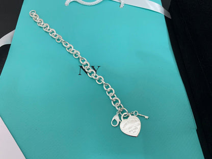 [Lioran]KEY HEART CARD CHUNKY INTERLOCKING BRACELET LENGTH
